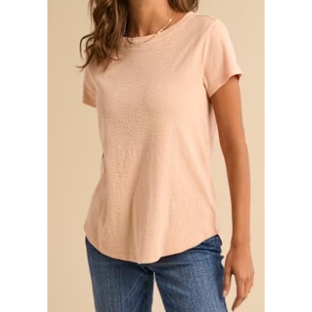 Natural Reflections Womens Peyton Slub Ribbed T-Shirt Apricot Ice Orange Large